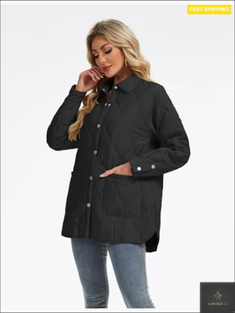 Womens Quilted Jacket Lightweight Long Coat Warm Fall Winter Trendy Shacket